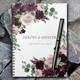 Moody Passion Dramatic Purple Floral Wedding Notebook
