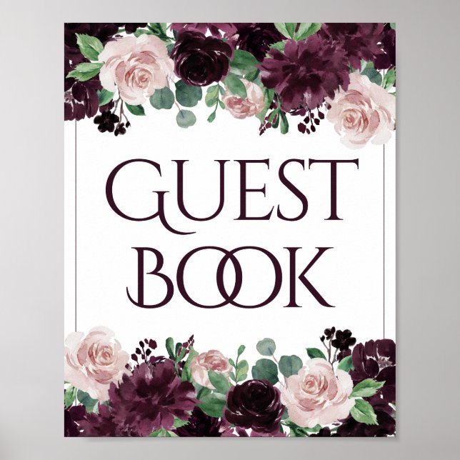 Moody Passion | Dramatic Purple Guest Book Sign (Front)