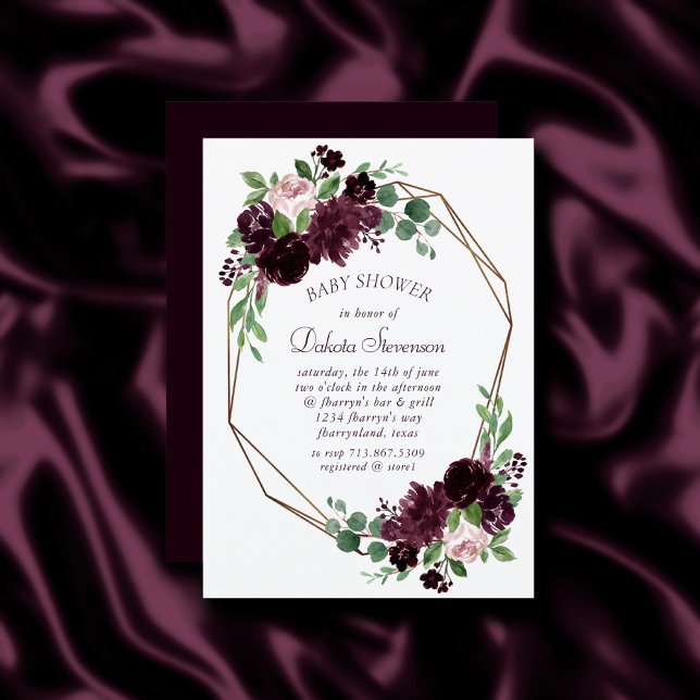 Moody Passion | Dramatic Purple Wine Baby Shower Invitation (Creator Uploaded)