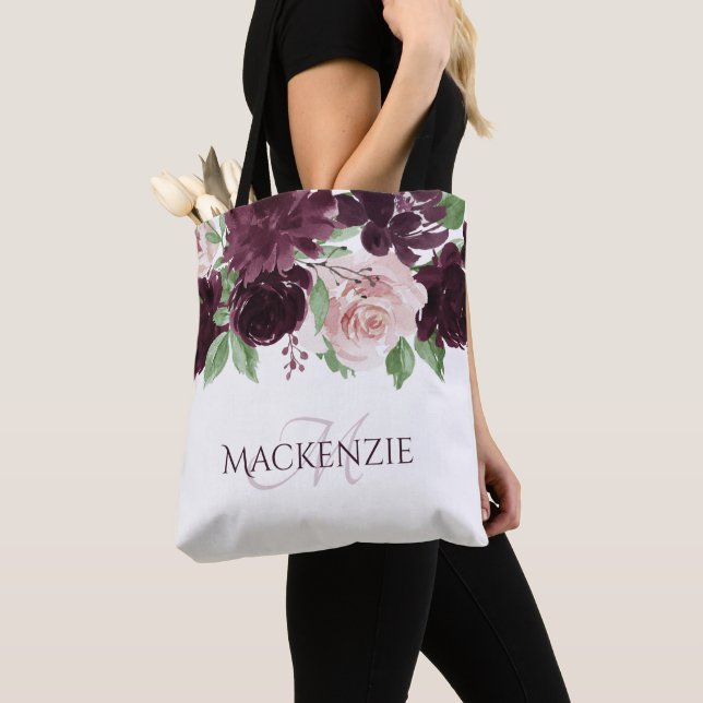 Moody Passion | Dramatic Purple Wine Floral Custom Tote Bag (Close Up)