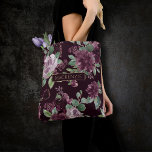 Moody Passion | Dramatic Purple Wine Rose Custom Tote Bag<br><div class="desc">Drama and intrigue meet sophisticated elegance in this moody jewel tone colour palette featuring hand-painted watercolor floral in luxurious purple shades of plum, eggplant, and dusty lavender embellished by green botanical laurel accents. From the "Love Bloom" collection, this gorgeous design features rich Bohemian wildflower bouquets with radiant flower blooms and...</div>