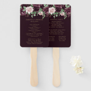 Moody Passion Dramatic Purple Wine Rose Program Hand Fan