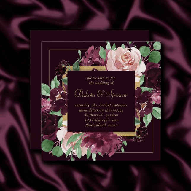 Moody Passion | Dramatic Purple Wine Rose Wreath Invitation (Creator Uploaded)