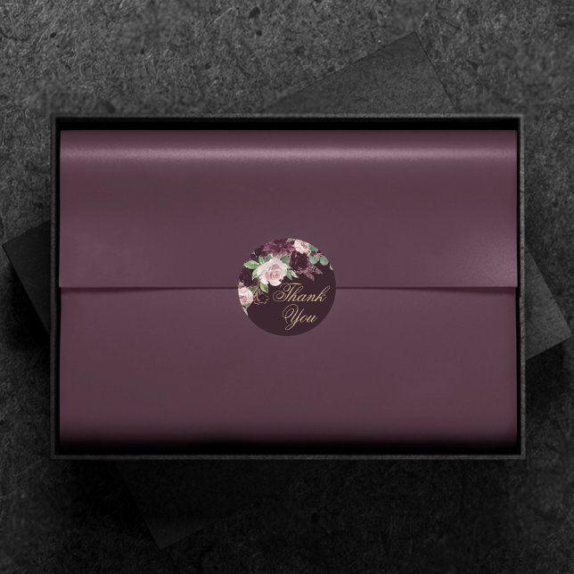 Moody Passion | Dramatic Purple Wine Thank You Classic Round Sticker (Creator Uploaded)