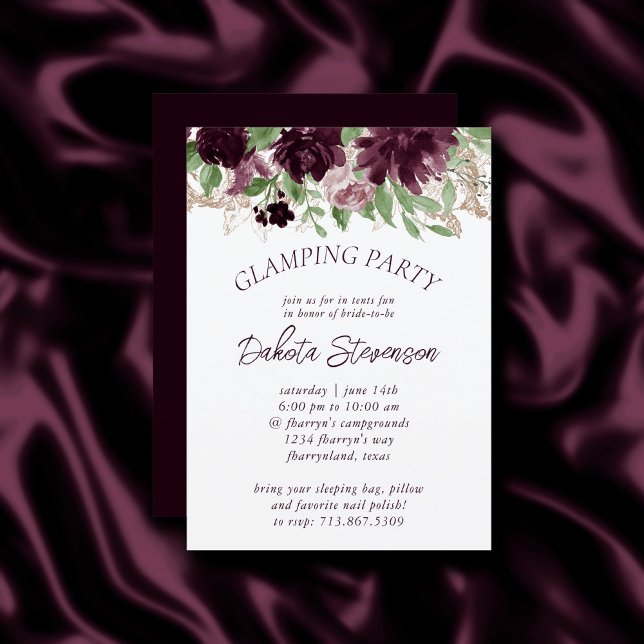 Moody Passion | Purple Floral Frame Glamping Party Invitation (Creator Uploaded)