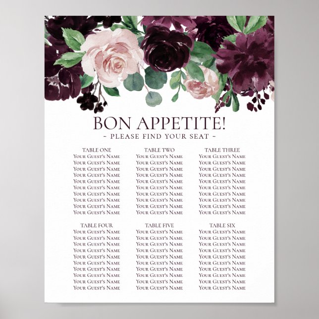 Moody Passion | Purple Floral Self Seating Chart (Front)
