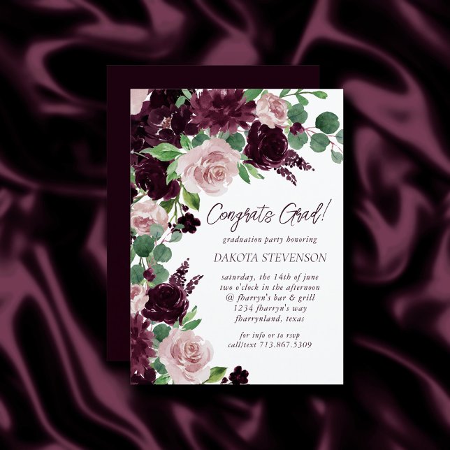 Moody Passions | Dramatic Purple Wine Graduation Invitation (Creator Uploaded)