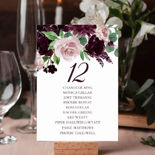 Moody Passions   Dramatic Purple Wine Guest Names Table Number