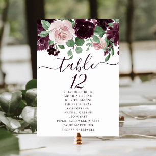 Moody Passions   Dramatic Purple Wine Guest Names Table Number