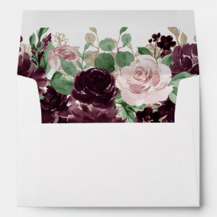 Moody Passions   Dramatic Purple Wine Rose Address Envelope