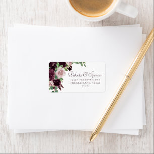 Moody Passions   Dramatic Purple Wine Rose Address Label