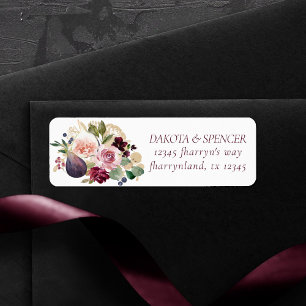 Moody Passions   Dramatic Purple Wine Rose Address Return Address Label