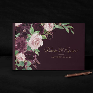 Moody Passions   Dramatic Purple Wine Rose Bouquet Guest Book