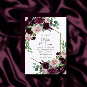 Moody Passions   Dramatic Purple Wine Rose Bouquet Invitation