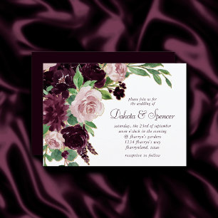 Moody Passions   Dramatic Purple Wine Rose Bouquet Invitation