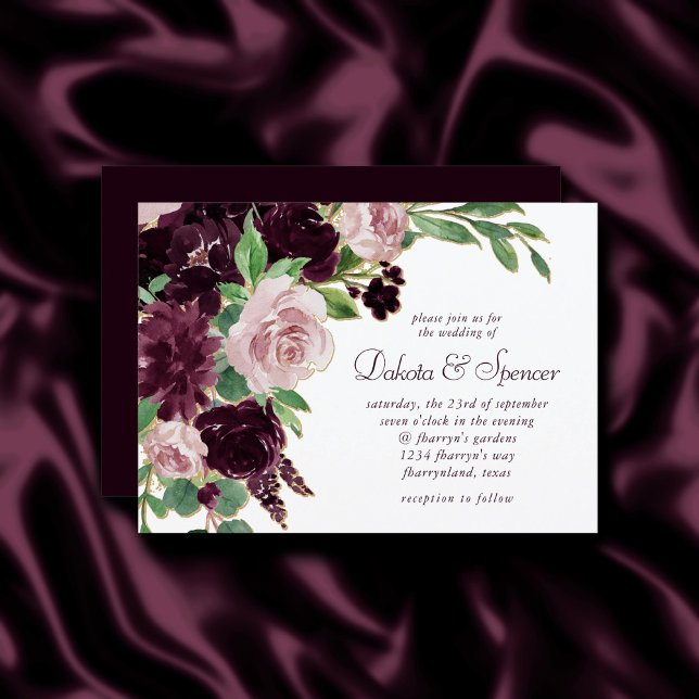 Moody Passions | Dramatic Purple Wine Rose Bouquet Invitation (Creator Uploaded)