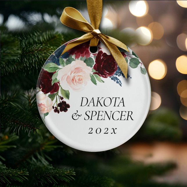 Moody Passions | Dramatic Purple Wine Rose Custom Ceramic Ornament (Creator Uploaded)