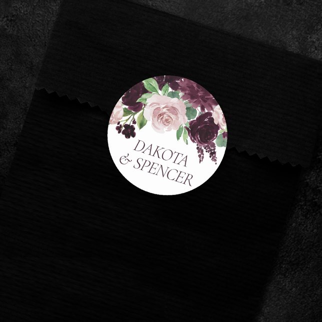 Moody Passions | Dramatic Purple Wine Rose Custom Classic Round Sticker (Creator Uploaded)