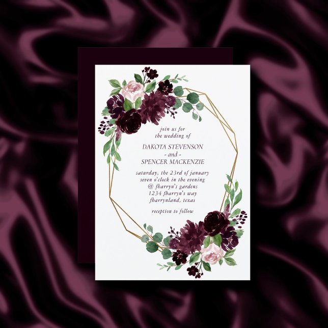 Moody Passions | Dramatic Purple Wine Rose Frame Invitation (Creator Uploaded)