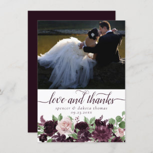 Moody Passions Dramatic Purple Wine Rose Photo Thank You Card