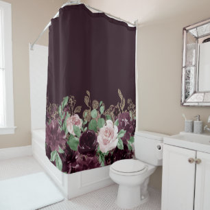 Moody Passions Dramatic Purple Wine Rose Shimmer Shower Curtain