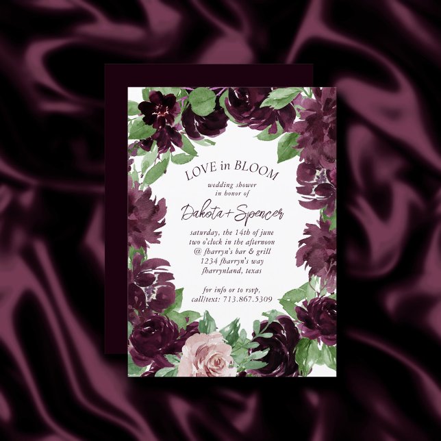 Moody Passions | Dramatic Purple Wine Rose Wreath Invitation (Creator Uploaded)