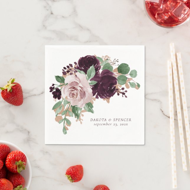 Moody Passions | Dramatic Purple Wine Roses Custom Napkin (Insitu)