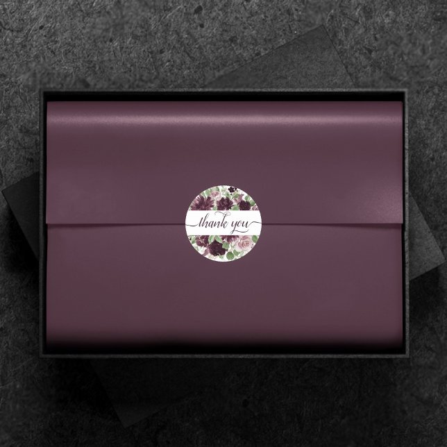 Moody Passions | Dramatic Purple Wine Thank You Classic Round Sticker (Creator Uploaded)