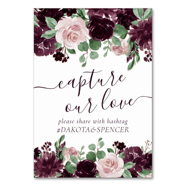 Moody Passions | Dramatic Wine Capture Our Love Table Number (Front)