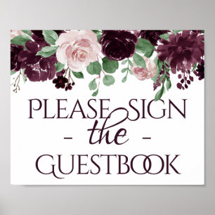Moody Passions   Dramatic Wine Rose Guest Sign-In Poster