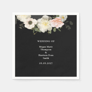  Moody Peonies and Anemones blooming Wedding  Napkin