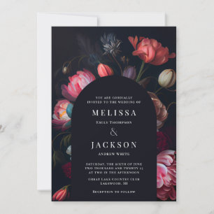 Moody Peony Floral Wedding Arch Invitation