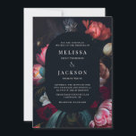 Moody Peony Floral Wedding Round Invitation<br><div class="desc">Moody peony floral wedding suite.</div>