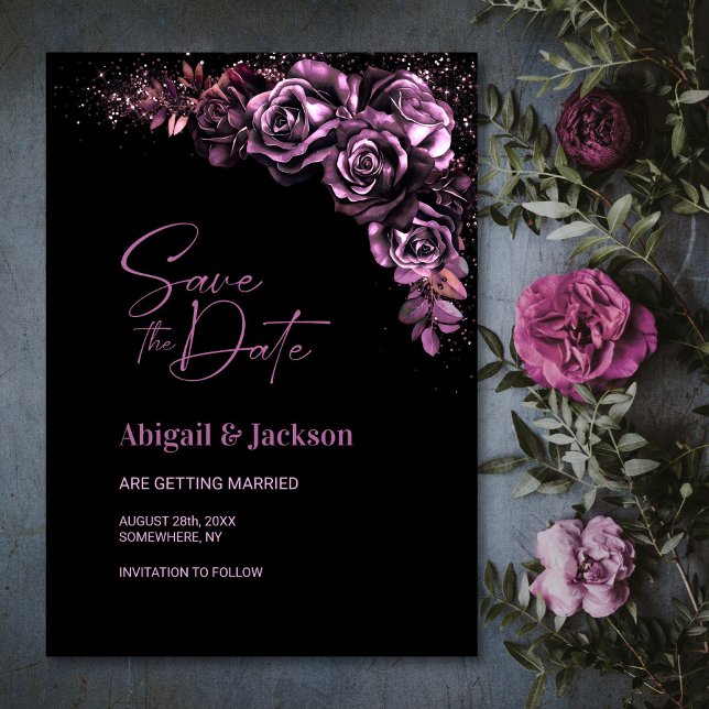 Moody Pink Floral Wedding Save the Date (Creator Uploaded)