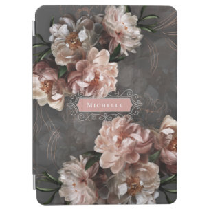 Moody Pink Flowers Vintage Swirls Elegant Custom iPad Air Cover