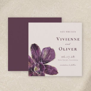 Moody Plum Orchid Floral Wedding Save the Date