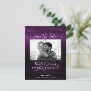Moody Plum Purple Modern Watercolor Save Date Invitation