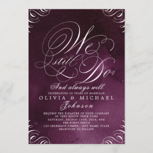 Moody plum vintage calligraphy WE STILL DO Invitation