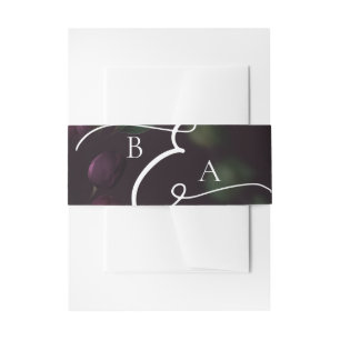 Moody Purple Bloom Grunge Wedding Invitation Belly Band