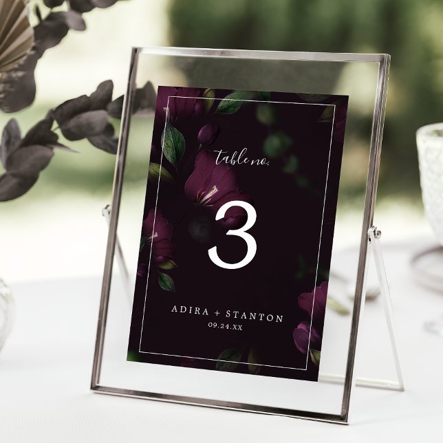 Moody Purple Blooms | Black Pattern Table Number (Creator Uploaded)