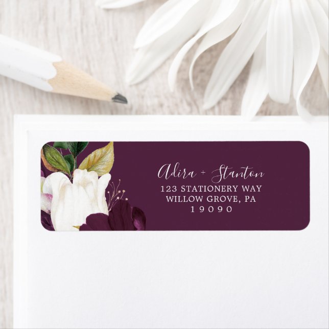 Moody Purple Blooms | Plum Return Address Label (Insitu)