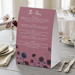 Moody Purple & Blue Floral Menu, Elegant