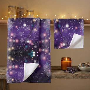 Moody Purple Celestial Snowflake Christmas Bath Towel Set