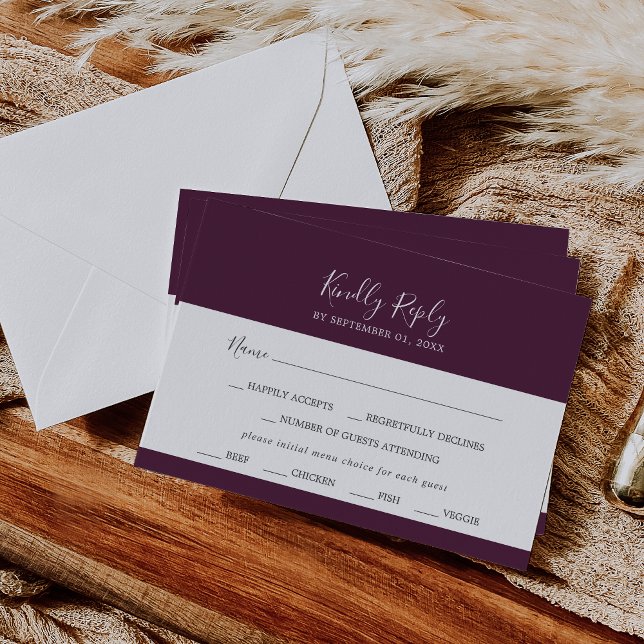 Moody Purple Coordinate Plum Menu Choice RSVP (Creator Uploaded)