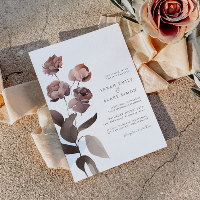 Moody Purple Floral Fall Winter Wedding Invitation (Creator Uploaded)