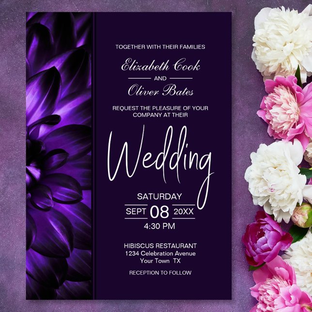 Moody Purple Floral Wedding Invitation (Creator Uploaded)
