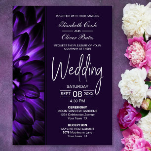 Moody Purple Floral Wedding Invitation