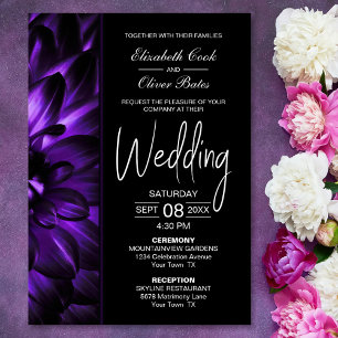 Moody Purple Floral Wedding Invitation