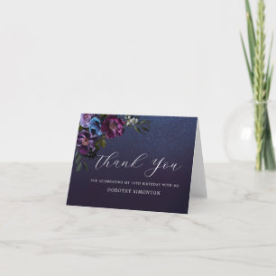 Moody Purple Flowers 18th Birthday Thank You Card