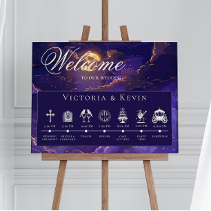 Moody Purple & Gold Moonlit Clouds Order of Events Poster